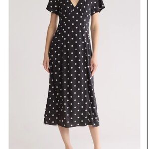 Madewell Polka dot flutter sleeve Black Dress